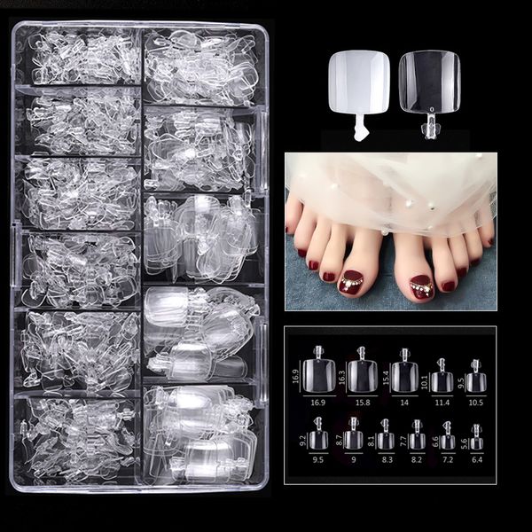 550 500PCS Couverture complète Faux Toenail Natural Clear Press on Toe Foot Nails Tools Artificial Acrylique Faux Nail Art Manucure Tool 220716