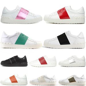 2022 Diseñador de moda Mujer Hombre Zapatillas de deporte abiertas Zapatos casuales Blanco Negro Plata Dorado Rojo Plataforma Zapatillas Mocasines Vintage Bajo Cuero genuino Entrenadores Tamaño 35-46