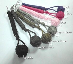 550 Paracord auto-défense singe de singe Keychain Ball Metal Core Lanyard253B8457829