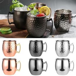 550 ml 18 ounces gehamerd koper vergulde Moskou Mule Mule Mule Beer Cup Coffee Cup Mok Copper CANECAS MUGS MUGS TRANDELIJK MUG KEUKEN SS0223