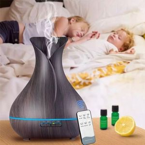 550ML Aceite esencial Aroma Difusor terapia Ultra humidificador con luces LED de control remoto para el hogar Y200111