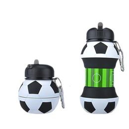 550 ml pliable football enfants bouteilles d'eau portable sport bouteille d'eau football ballon de football en forme de bouteille d'eau tasse en silicone 240322
