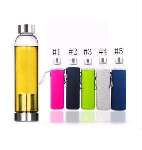 550 ml glazen waterfles BPA hoge temperatuur resistent glas sport waterfles met filterinfuser fles nylon huls EEA16838768
