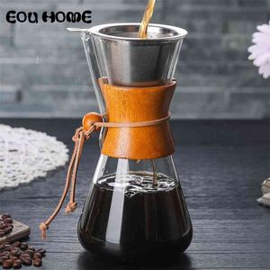 550ML Verre à haute teneur en borosilicate Pour-over Coffee Pots Manual Drip Pot Verre résistant aux hautes températures Cafetière Coffeeware 210408