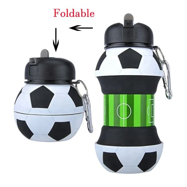 550 ml de bouteille d'eau de football pliant portable fuite sportive plastique en plastique bouilloire écologique pour enfants / alliance de randonnée pour adultes