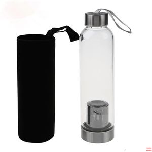 550ml Vente Sport Bouteilles de vélo en plein air Bouteille d'eau en verre de haute qualité avec filtre à thé Infuseur Sac de protection Bouteille de thé 210917