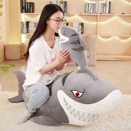 55120 cm grote size grappige levensechte zachte bijt Shark Cuddle Cushion Sussen kussencadeau voor Ldren Boy Girl Room Decoratie J220729