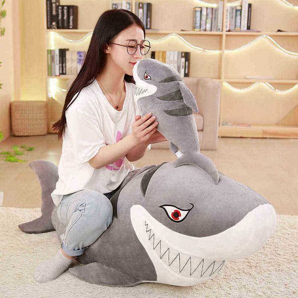 55120Cm Grande Taille Drôle Réaliste Soft Bite Shark Cuddle Coussin Sussen Coussin Cadeau Pour ldren Garçon Fille Chambre Décoration J220729