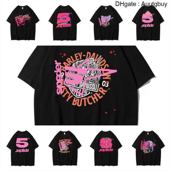 555 T-shirts pour hommes de créateurs Hip Hop Kanyes Style Sp5der T-shirt Spider Jumper Jeunes chanteurs européens et américains T-shirts à manches courtes Mode Sport RXOG