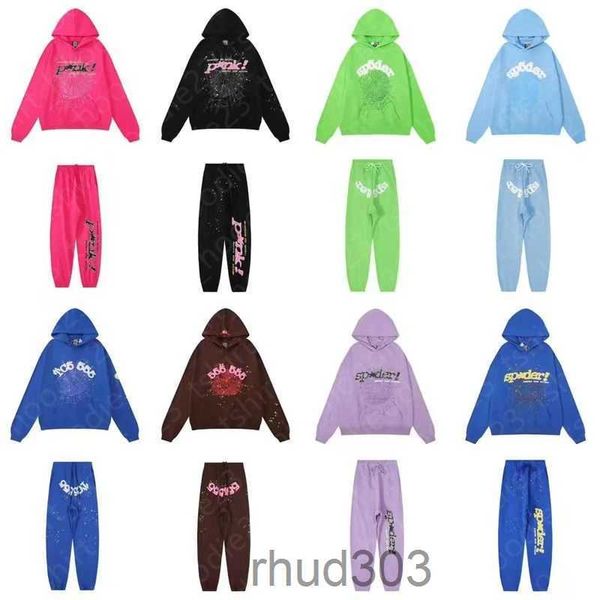 555 Sudadera con capucha para hombre Diseñador Suéter Jersey Sudaderas rosadas Rojo Sp5der Young Thug para hombre Mujer Cuello redondo de gran tamaño Botton Tamaño S-XL35E5 35E5