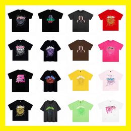 555 SP5DE MANNEN T -shirtontwerper Pink Young Thug R Mans Women Kwaliteit Foaming Printing Spider Web Y2K Top Tees Patroon T -shirt Fashion