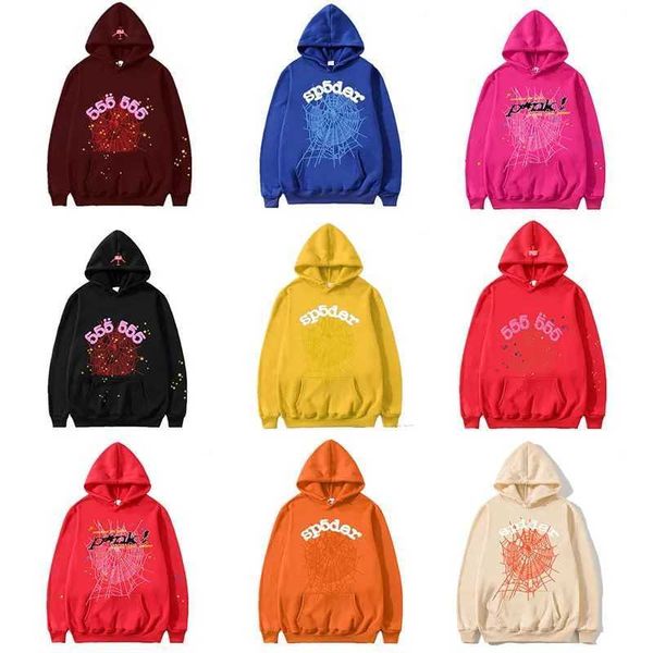 555 Spider Spider Holdie Designer Mujeres Páramo Pink Red Red Sp5der Young Thug Hoodies Men Womens Bordado Web Sweatshirt Joggers ukvf