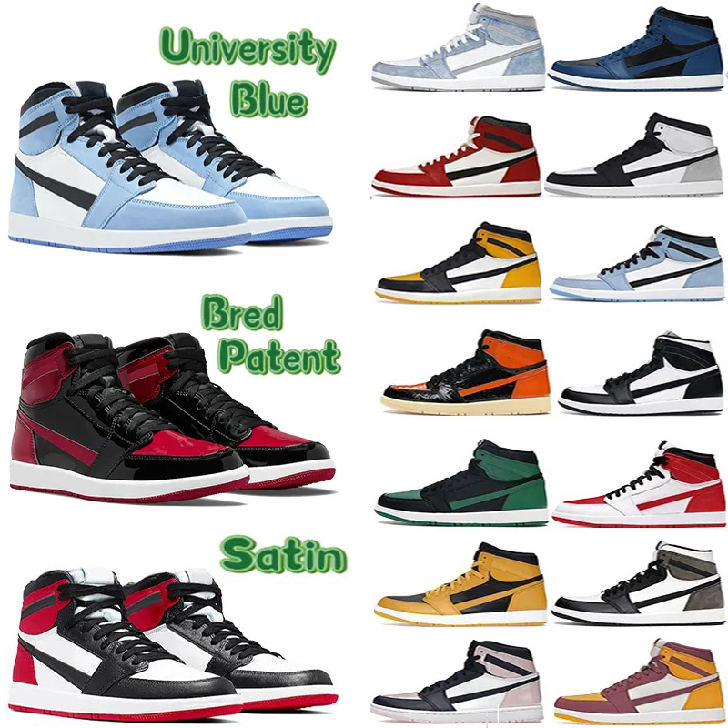 Yeni Basketbol Ayakkabıları Koyu Mocha Unc Açık Duman Gri Hiper Chicago Patent Getirilen Royal Toe Üniversitesi Mavi Siyah Beyaz Paramparça Arkalık Erkek Kadın Sneakers