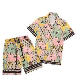 23SS Heren Zomerontwerper Shirts Beach Pants Sets Fashion Baroccoflage Hawaii Floral Print Casual Shirt Men Slim Fit Short Sleeve Board Beach Shorts