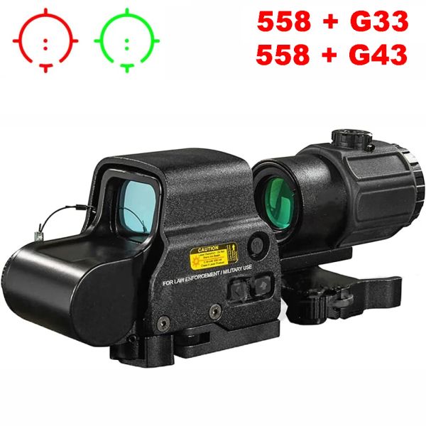 558 + G43 Optique Holograic Viete G43 Magnifique exps3 558 Green Red Dot Reflex Vieds Scope avec un montage de rail de rail de 20 mm complet