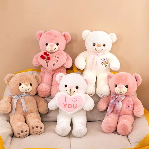 Ours en peluche mignon de 55cm, jouet en peluche doux, câlins kawaii, cadeau de saint valentin, oreiller pour enfants