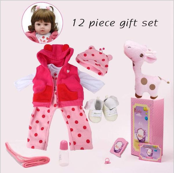 55 CM 22 pouces Reborn bébé poupées pour enfants jouets Todder tissu corps et Silicone fille poupée avec de beaux vêtements