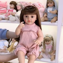 55cm realista silicone reborn bonecas corpo macio vinil boneca menina bebê lifelike reborn bebê boneca silicone realista boneca brinquedos 240106