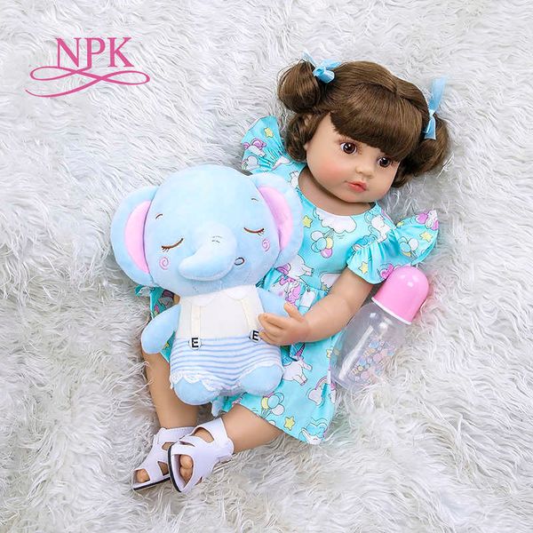 55 CM NPK bebé reborn niño niña muy suave cuerpo completo muñeca de silicona juguete de baño realista tacto suave real juguete de baño regalo de Navidad Q0910