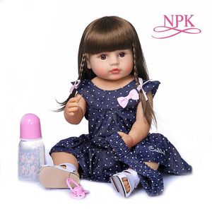 55CM original NPK reborn baby toddler gir very soft full body silicone doll bath toy Q0910