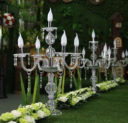 55cm tot 150 cm Tall Upscal Table CenterPiece Acrylic Crystal Wedding Candelabras Candle Holder Bruiloft Aisle Road Leads Props