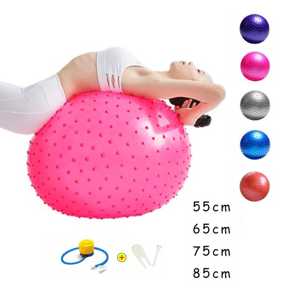 55cm65cm75cm85cm Bola de masaje de punto Yoga con bomba erizo pelotas de Fitness Fitball Pilates equilibrio entrenamiento deportivo gimnasio 240112