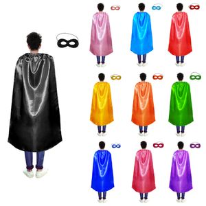 55in35in taille adulte plaine super-héros capes masques cosplay spectacle fête personnalisé couleur unie cape avec satin simple lacets