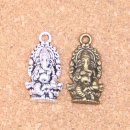 55 stks Antiek Zilver Brons Geplateerd Ganesha Olifant Buddha Charms Hanger DIY Ketting Armband Bangle Bevindingen 26 * 14mm