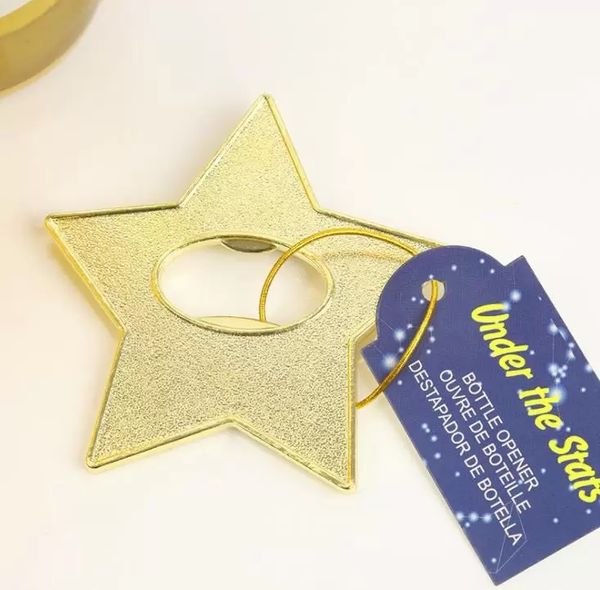 55PCS Gold Star Ouvre-bouteille de vin Ouvre-bière de mariage Douche nuptiale Faveurs Cadeaux de fête pour les invités dh400