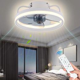 Ventilateurs de ventilateur de plafond intelligent 55W avec lumières télécarriétiques de décoration de chambre à la chambre lampe de ventilateur 33 cm 50 cm les lames invisibles silencieuses