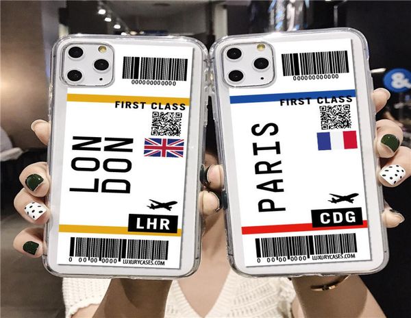 56 Cities Tags Case de téléphone de mode pour iPhone 12 Mini XS Pro Max 11 XR TPU SOFT TPU BILLETS IMPRESTANT COUVERTURE COQUE3135469