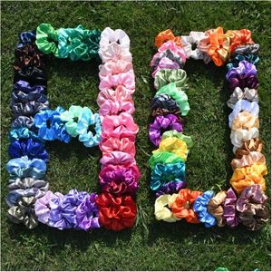 56 Kleuren Effen Meisjes Elastisch Haar Chouchou Scrunchy Hoofdband Paardenstaart Haarbanden Touw Accessoires Groothandel Drop Delivery Dhxcq