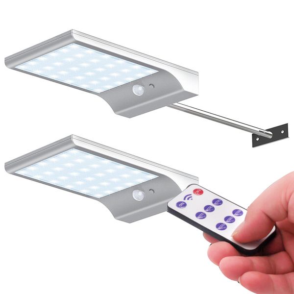 56 Luces Solares LED, carcasa de aluminio, lámparas de pared con Sensor de movimiento, luz de seguridad para exteriores tenue a brillante, luz nocturna para camino de jardín