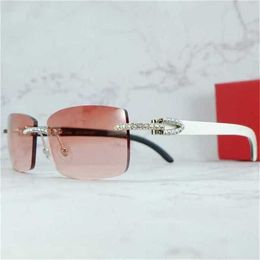 56% de réduction sur les lunettes de soleil 2023 Iced Out Men Women Accessoires Rimless strass de rim