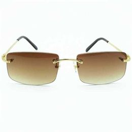 56% de rabais sur les lunettes de soleil 2023 Men de luxe à la mode Retro Rimless Carter Glunes Summer Nuances de conduite pour femmes