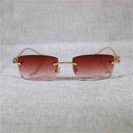 56% de réduction sur les lunettes de soleil 2023 Vintage Rimless Leopard Gafas Retro Shades Men Goggles conduisant des lunettes transparentes Cadre pour la lecture des lunettes Eyewearkajia New