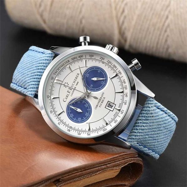 56% de descuento en reloj Reloj para hombre Serie de cinco puntadas Todos los diales funcionan Cuarzo para hombre 1888 Reloj de lujo superior Moda Forma redonda CARLF FLY BACK