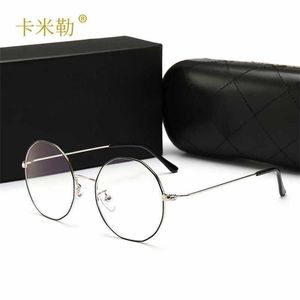 56% OFF Vente en gros de lunettes de soleil New Network Red Women's Decorative Eyeglass Fashion Round Anti Blue Light Glasses Frame Flat Mirror 0224