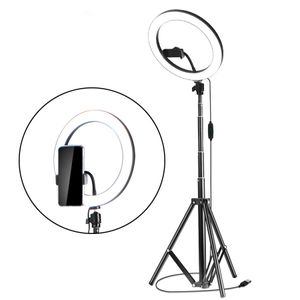 5600K LED Anneau Lumière 10 pouces 26 cm Lampe Dimmable Photographie Studio Téléphone Vidéo Avec 150 CM Trépied Selfie StickUSB Plug Pour Le Maquillage