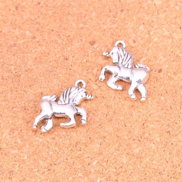 56 pièces Antique argent plaqué cheval licorne breloques pendentifs pour Bracelet européen fabrication de bijoux bricolage à la main 19*16mm