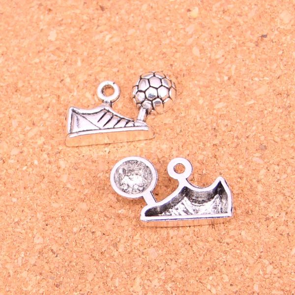 56 Uds. De abalorios, tacos de fútbol, colgantes chapados en plata antigua, fabricación DIY, joyería de plata tibetana hecha a mano, 15*23mm