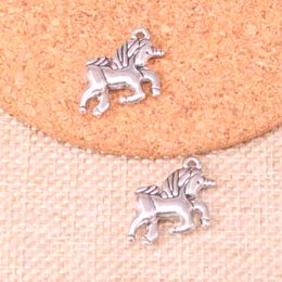 56 Uds. Amuletos caballo unicornio 19*16mm colgante antiguo, plata tibetana Vintage, joyería hecha a mano DIY