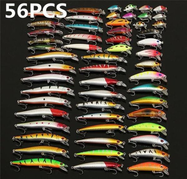 56pcslot Todopoderoso juego de cebo de señuelo mixto Wobbler Crankbaits Swimbait Minnow Hard Hard Spiners Tackle Fishing Tacker21279979105851