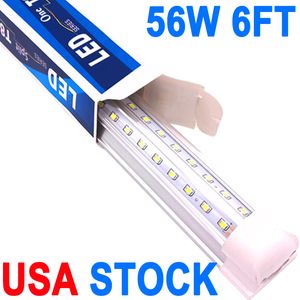 56W 5600LM 6500K, luz LED para tienda de 6 pies, luces de tubo LED conectables con cubierta transparente, iluminación LED T8 integrada en forma de V, luces de techo LED para garaje almacén crestech