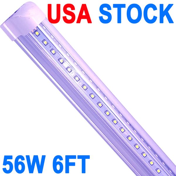 56W 6500K 5600LM Lumière blanche, 6 pieds LED Shop Light Garage T8 6FT LED Tube Lights Entrepôt Atelier Sous-sol, Connectable LED ShopLights Garage Workbench crestech