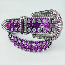 57% Ceinture de créateur pour hommes et femmes, nouvelle taille brillante, enchantement violet