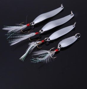 571013G Fishing cuillère Lere Sequin Paillette Metal BAIT HARD With Feather Hook Tackle Silver 4PCSSET H122787883680