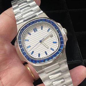 5711 edelsteen diamant ingelegd luxe kloon herenhorloge AAA 40 mm volautomatisch mechanisch hoogwaardig roestvrij staal 904 lichtgevende waterdichte saffier Luxusuhr