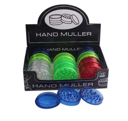 57 mm Tobacco Pulverizer 3layer Plastic Hand Muller Herb Grinder Dettecteurs de fumée fumer les broyeurs en acrylique3466703