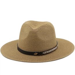 58-60 cm Sombrero de Panamá Ocio de verano Sombreros para el sol para mujeres Hombres Playa Sombreros de paja Moda UV Protección solar Gorras de viaje Chapeu Feminino 240325